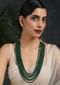 Green Necklace With Multiple Strands Of Onyx Beads By Paisley Pop