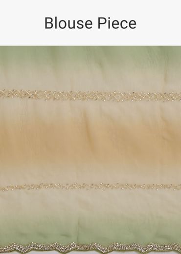 Green Orange Shaded Soft Organza Saree With Cutdana Embroidery And Stone Embellishment