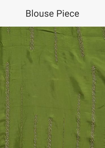 Green Orange Shaded Soft Organza Saree With Cutdana Embroidery And Stone Embellishment