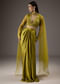 Green Satin Crop Top Skirt With Heavy Embroidery