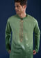 Green Sequin Work Mens Kurta and Pant Set
