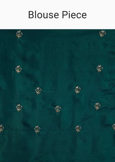 Green Shaded Tissue Saree With Cutdana Sequins And Beads Embroidery And Scallop Border
