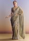 Green Shaded Tissue Saree With Embroidered Borders