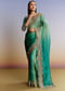 Green Shaded Tissue Saree With Floral Embroidery And Sequins Blouse