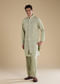 Green Silk Jacket Kurta Set with Thread Work