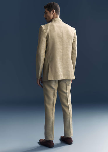 Green Silk Jodhpuri Suit For Men With Hand Embroidery