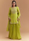 Green Silk Palazzo Suit With Sequins And Cutdana Work