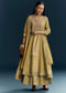 Green Silk Printed Anarkali Suit With Resham Work