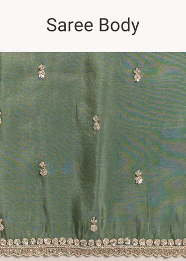 Green Tissue Saree With Bead And Cutdana Embroidery