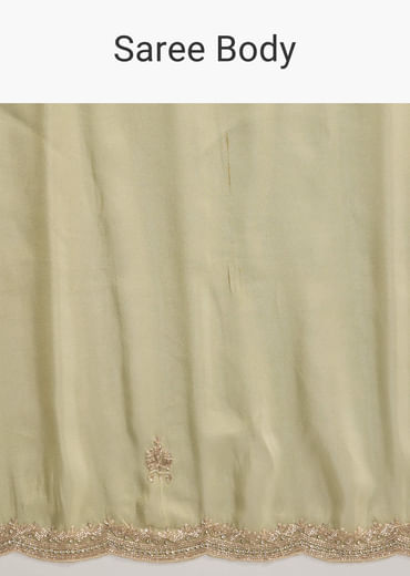 Green Tissue Saree with Cutdana and Sequin Embroidery