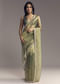 Green Tissue Saree With Embroidered Butti And Border