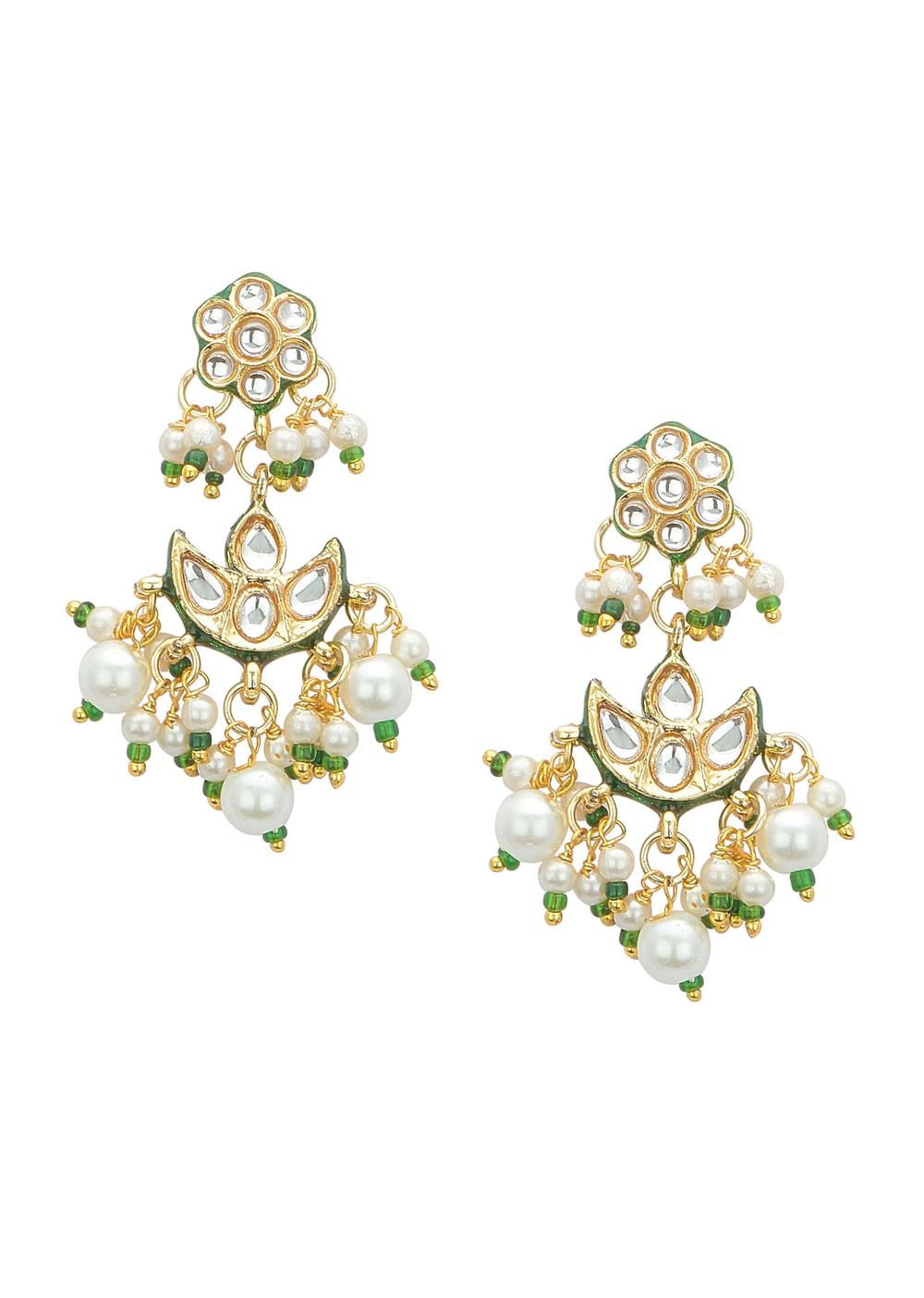 Green And Gold Kundan Short Necklace Set