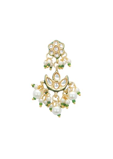 Green And Gold Kundan Short Necklace Set