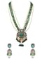 Green And Gold Uncut Polki Long Necklace Set