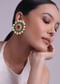 Green And Red Tone Kundan Earrings With Pearls