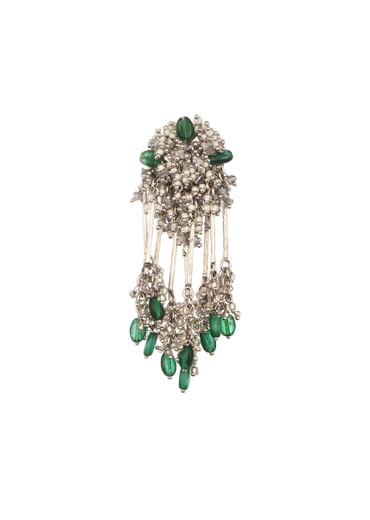 Green And Silver Handcrafted Necklace Set In Mix Metal