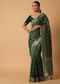 Green Banarasi Georgette Saree With Zari Bandhani Weave And Unstitched Blouse Piece