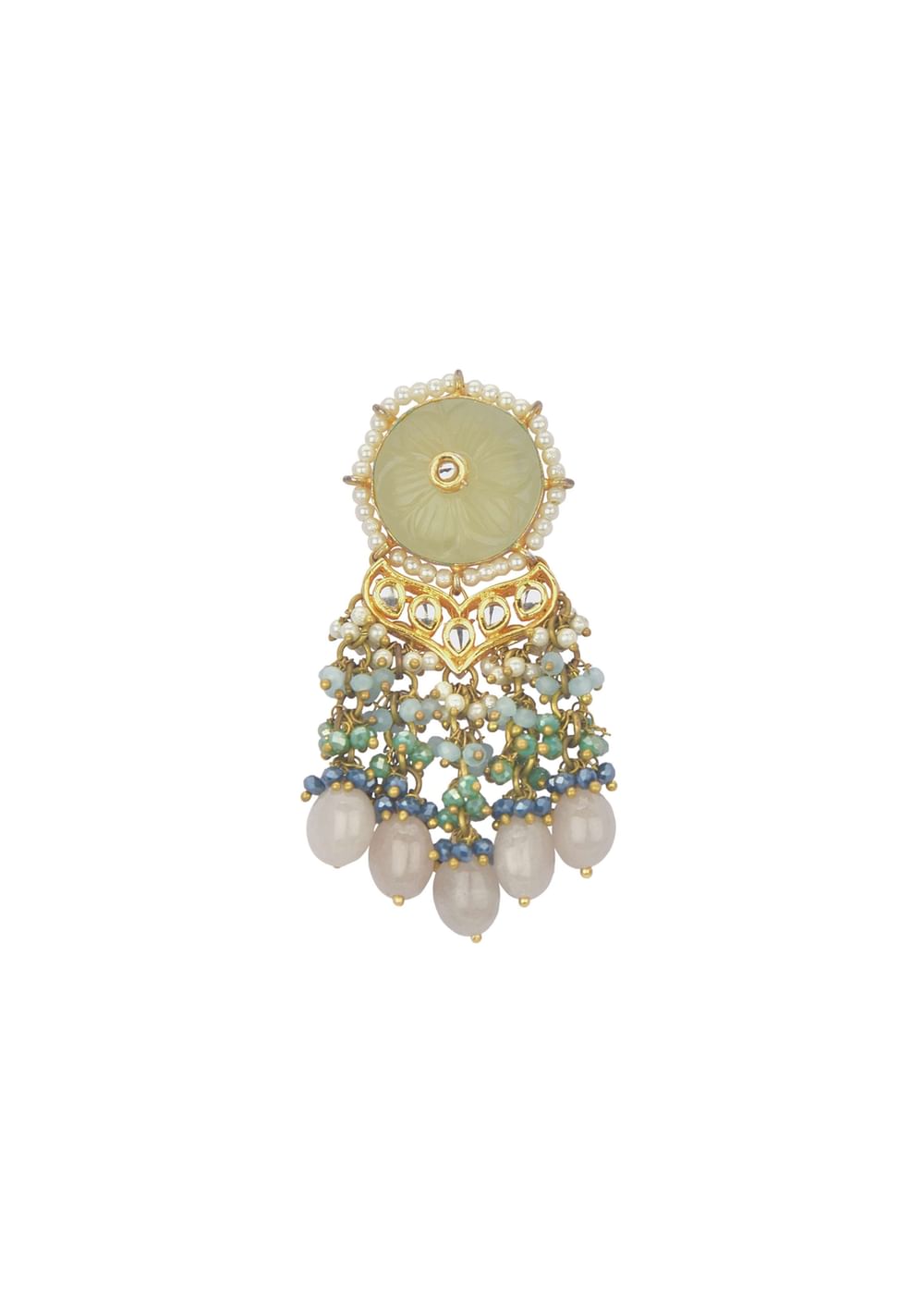 Green Bridal Choker Set With Beige Stones And Kundan
