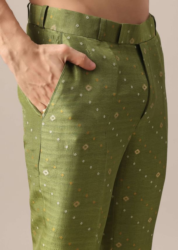 Green Brocade Kurta And Pant Co-ord Set