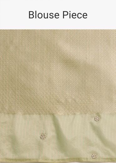 Green Chanderi Tissue Zardosi Embroidered Saree With Unstitched Blouse