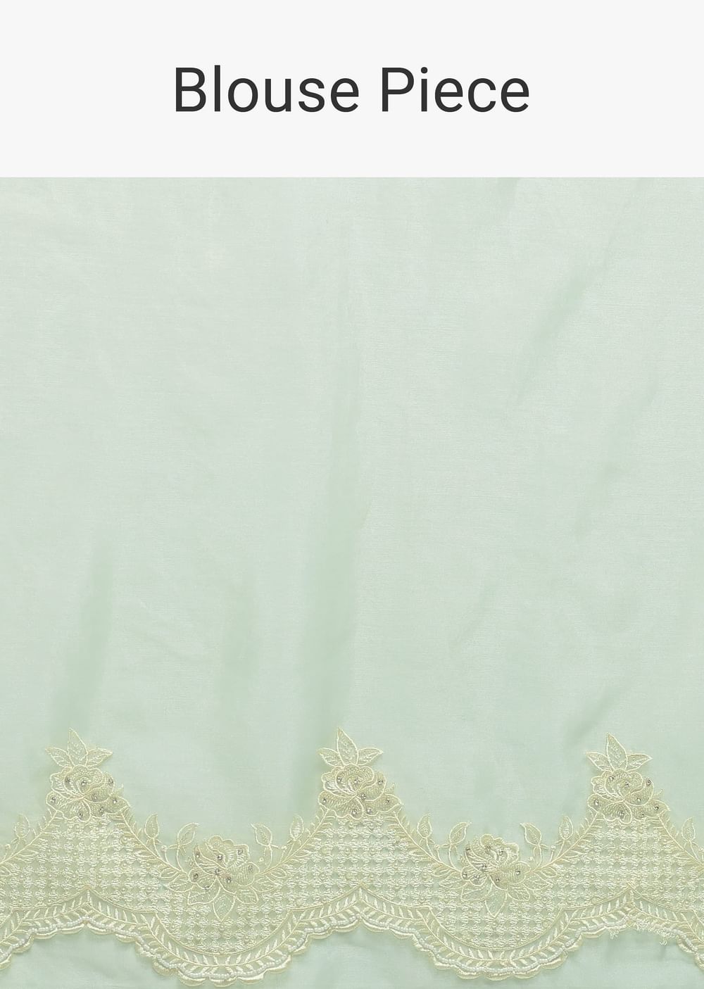 Green Chikankari Saree In Organza Silk With Resham Floral Jaal And Unstitched Blouse Fabric