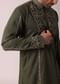 Green Festive Linen Kurta Set For Men