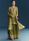 Green Jacquard Palazzo Suit With Banarasi Jacquard Weave