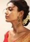 Green Jadau Earrings With Paachi Kundan Work And Semi Precious Stone