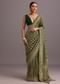 Green Khaddi Georgette Bandhani Saree With Zari Jaal Motif Weave