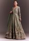 Green Ombre Embroidered Anarkali With Organza Dupatta