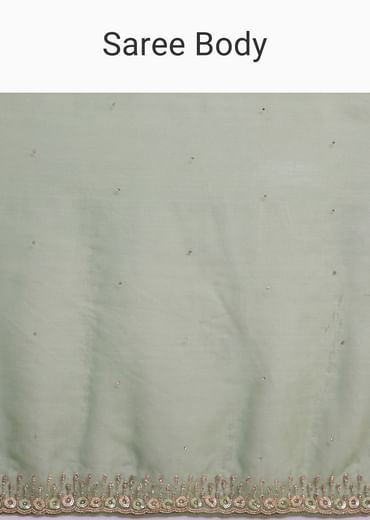Green Organza Saree With Sequins And Cutdana Embellished Border