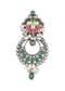 Green Oxidsed Earrings With Meenakari Detail And Floral Top