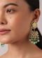 Green Pendant Choker Set With Bead Drops And Meenakari Work