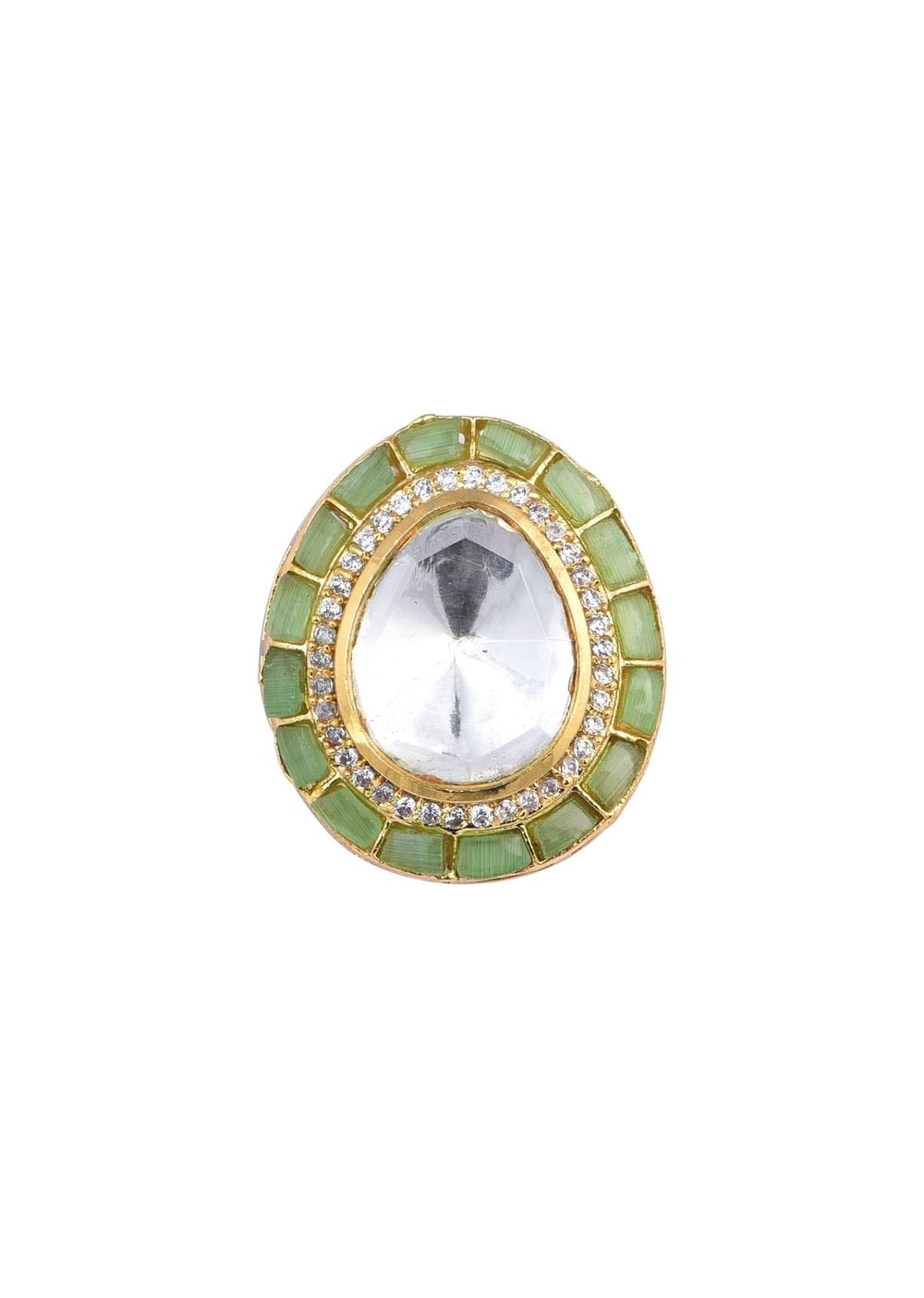 Green Polki Statement Studs With Enamel Detail