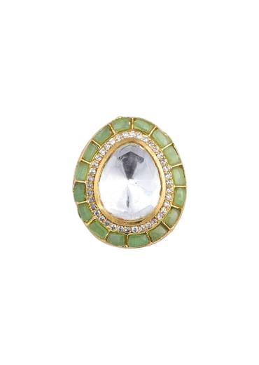 Green Polki Statement Studs With Enamel Detail