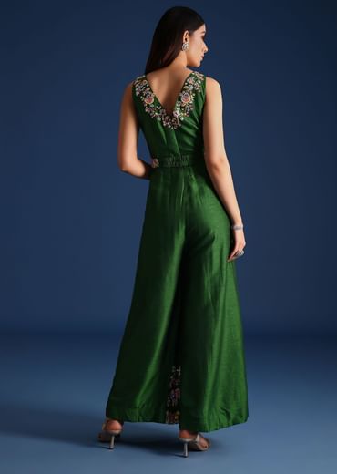Green Resham Work Jumpsuit