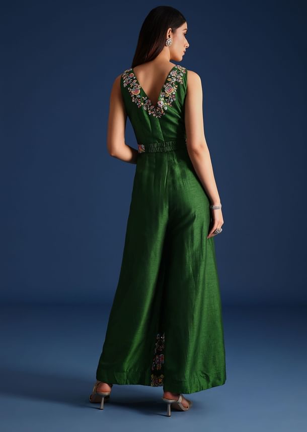 Green Resham Work Jumpsuit