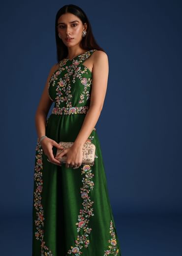 Green Resham Work Jumpsuit