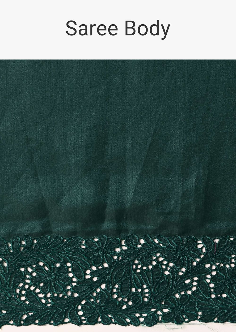 Green Saree In Organza With Lace Border And Unstitched Blouse Piece