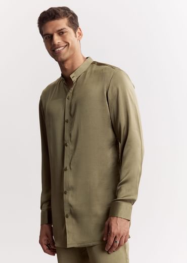 Green Silk Kurta Set With Gotta Embroidered Jacket