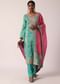 Green Silk Pant Set With Zari Embroidered Kurta