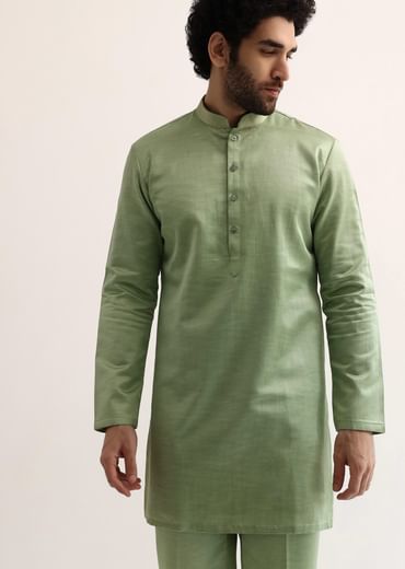 Green Jodhpuri Suit In Suede For Men