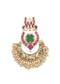 Green Temple Finish Earrings With Meenakari Work And Cluster Beads