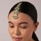Green Tiered Maangtikka With Studded Kundan And Crescent Moon Motifs