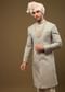 Powder Green Thread Embroidered Sherwani Set In Emboss Fabric