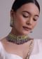 Voilet Toned Gold-Finish Kundan Choker Necklace Set With Colourful Meenakari Work In Mix Metal
