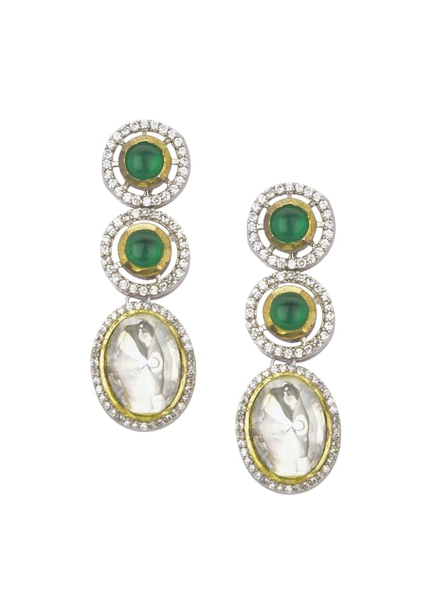 Green Two Layered Polki Necklace Set Green Two Layered Polki Necklace Set