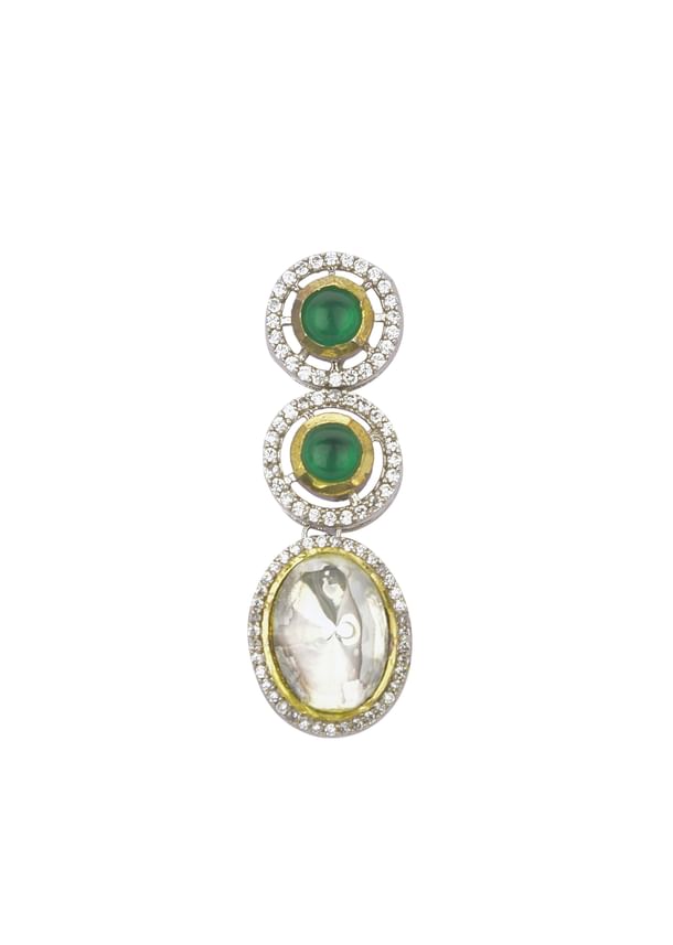 Green Two Layered Polki Necklace Set Green Two Layered Polki Necklace Set
