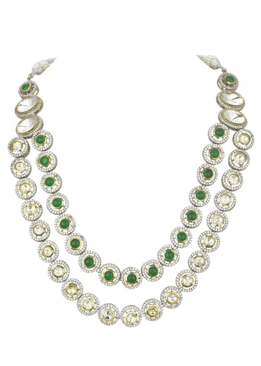 Green Two Layered Polki Necklace Set
