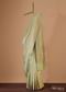 Green Handloom Banarasi Saree In Uppada Silk With Floral Jaal Weave And Unstitched Blouse